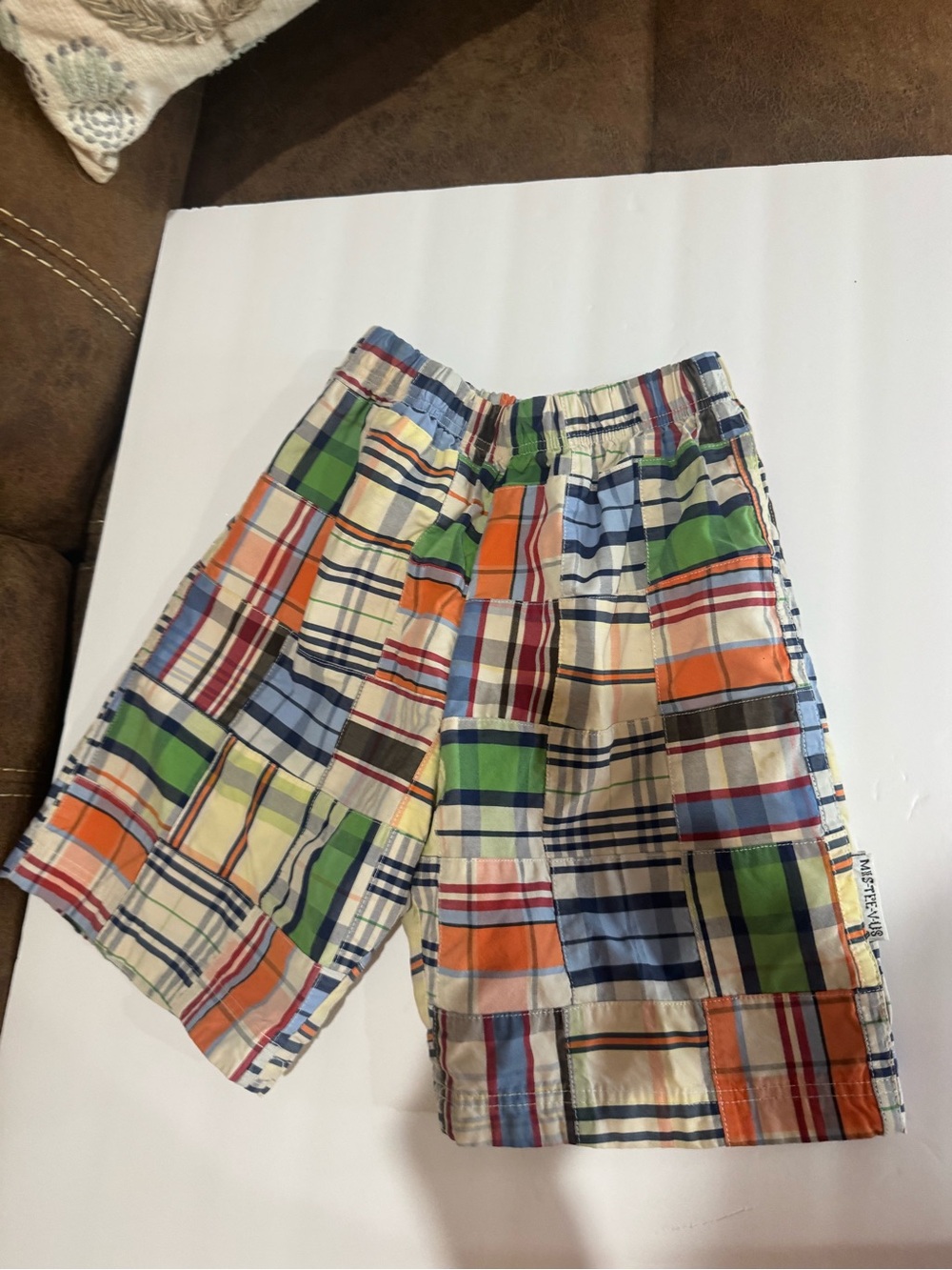 Kids Plaid Patchwork Shorts - Multicolor
